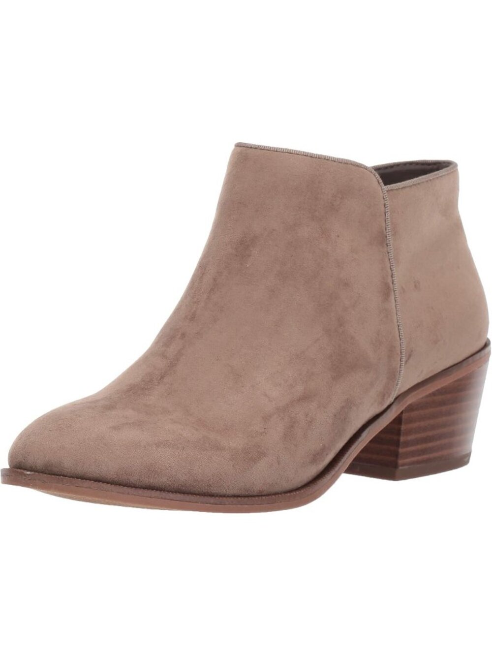 Women's Taupe Essentials Superior Side Zipper Stacked Low Block Heel Ankle Boots